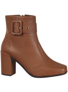 Fashion GiGiL Comfortable Square Toe High Heel Buckle Boot - بني فاتح - مشاهدة 2
