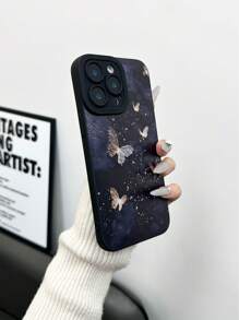 精密穿孔边缘发光蝴蝶彩绘防摔手机壳兼容 iPhone P14 Pro Max、P13、P11、P12、XR、7/8、GES2、XS、P15、P16、P16 Pro、Galaxy S24、A03s、A03 Core、A04、A12、A13、A14、A21s、A22、A23、A24、A32、A33、A34、A51、A52、A53、A54、A71、A72、A73、S20 FE、S21、S22、Redmi 9、9A、10A、10C、Note 9、Note 10、Note 11、Note 12、12、12C