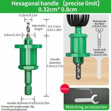 木工沉头钻头1套限量沉头钻头六角柄快速钻孔可调钻孔深度自攻螺丝孔开孔器锥孔深孔定位器