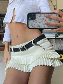 Mini Pleated Skirts For Women Sexy Cute Girl Tennis Skater ,  Summer Clothes  Going Out Outfits - Màu be - Xem 3