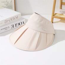 1 件女士可调节褶皱遮阳帽，防风，防紫外线，户外休闲百搭宽边帽