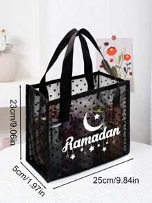 Túi xách tay lưới trong suốt màu đen có hai quai xách, "Ramadan Mubarak", Túi xách du lịch xách tay - màu đen - Xem 10