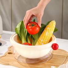 1 chiếc giỏ thoát nước hai lớp, giỏ rửa trái cây và rau củ mini dễ thương cho nhà bếp, đĩa đựng trái cây thanh lịch cho phòng khách - Nhiều màu - Xem 10