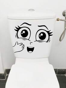 1 件卡通表情图案马桶盖贴花，PVC 马桶贴纸 - 防水，自粘式浴室装饰贴纸浴室地毯地毯秋季装饰浴室配件 - 彩色 - 查看 12