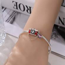 1 Piece Silver Plated Time Travel Camera Vintage Pocket Watch Telephone Time Gate Sweet Pink Robot Small Rocket Bead Pendant Suitable For DIY Jewelry Making Original Bracelet Necklace Beads Women's Jewelry Birthday Gift Valentine's Day Memorial Gift