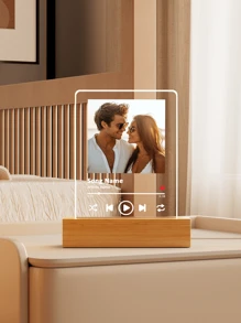 A Personalized Collage Photo LED Night Light For Couples, Custom Acrylic Night Light With Photos And Text, Customized Photo Lamp, Personalized Photo Collage LED Light, Couple Photo Frame, Multi-Functional, Ornamental, Reusable, Exquisite, Stylish, High-Quality, Colorful, Modern, Ideal Gifts For Her, Boyfriend, Dad, Girlfriend, Mom, Family, Friends, Tea Room