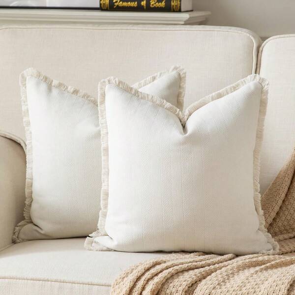 1pc Chenille Tassel Decorative Throw Pillow Cover, Minimalist & Fashionable, Suitable For Summer