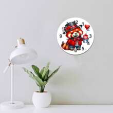 Wedding Red Panda, Minimalist Wall Clock, Modern Minimalist Decor, Bathroom Decor And Accessories, Funny Novelty Gift For Family