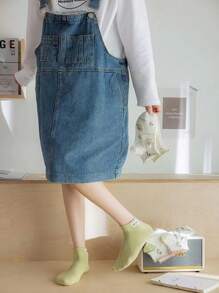 1pc Women's Short Socks Spring And Summer Flower Sweet And Cute Cartoon Little Fresh Rabbit Blue Green Ins