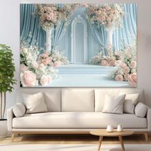 1 Piece Of Light Colored Floral Party Background Decoration, Brand New White Rose Multifunctional Polyester Background Decoration Hanging Cloth, 210 * 150/150 * 100/100 * 75cm, Very Suitable For Elegant Parties, Birthday Parties, Weddings, Home Decoration, Photography Background Decoration Products, No Power Supply Required
