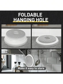 1pc Kitchen Food Cover, Dining Table Fly And Dust Cover, Outdoor Picnic Tray Cover, Heat Insulation Cover, Microwave Heating Cover, Multifunctional Silicone Folding Fresh-Keeping Cover, Oil And Splash Proof Cover, Dedicated Heating Cover, Folding Cover