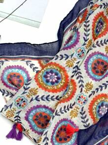 女士简约印花围巾，时尚围巾，新款春夏防晒沙滩披肩，女士披肩 - 彩色 - 查看 7