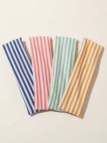 4条装女士可爱彩色条纹柔软弹力运动发带，适合日常生活、休闲运动、瑜伽，秋冬季发带，女士度假装扮及夏季穿搭配饰。 - 彩色 - 查看 1