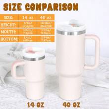 1Pcs 14 Oz Kids Tumblers With Handle, 14 Oz Mini Cup For Kids, Stainless Steel Double Wall Vacuum Insulated Cup With Handle, Straws And Lid, Suitable For Home, School & Outdoor Use (Hot Pink) - Kem - Xem 4