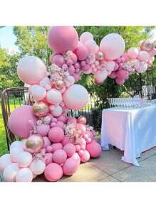 116pcs Pink Balloon Flower Garland Arch Kit, 113pcs Hot Pink/Light Pink Latex Balloons In 18/12/10/5 Inches Suitable For Wedding, Bridal Shower, Birthday, Princess Themed Party, Christmas