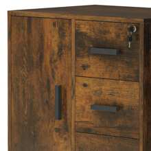 Mobile File Cabinet, 3-Drawer Lockable Filing Cabinets For Home & Office, Printer Stand, Storage Cabinet With Drawers 1 Door 4 Wheels, Office Storage Rolling Office Cabinet (Rustic Brown) - Rust Brown - View 9