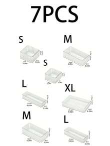 7pcs/Set Transparent Drawer Storage Box, Makeup Organizer, Multifunctional Storage Box, Ideal For Bathroom Vanity, Holds Makeup Brushes, Pencils, School Supplies, Display Tray Stand, Suitable For Vanity And Bathroom Counter, Home Decor - Multicolor - View 16