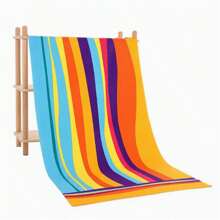 1pc High Quality Ultra Soft Microfiber Beach Towel, Super Absorbent Quick Dry Non-Stick Sand Shawl, Extra Large Size, Suitable For Travel, Yoga, Camping And Swimming - Rainbow Stripe Design, Family Set - Multicolor - View 6