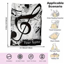 بطانية شخصية ذات نمط علامة موسيقية وشعار نصي مخصص، فائقة اللين والراحة، مناسبة لغرفة النوم والمعيشة والأريكة والمكتب، هدية مميزة للسفر والتخييم