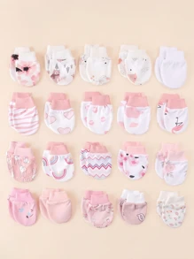 4 Pairs Baby Anti-Scratch Full Finger Mittens, Random Cute Animal & Rainbow Print Cartoon Mittens, Suitable For All Seasons, Maternity & Infant Supplies, Elastic Drawstring Adjustable - Multicolor - View 5