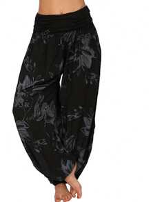 Pantalon ample long imprimé pour femmes grande taille