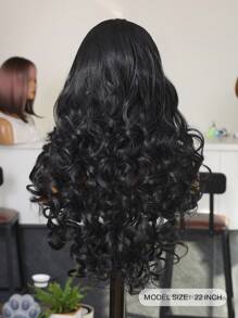 (Black )13X4 Lace Front Wigs With Baby Hair Synthetic Fiber Imported From Japan 22 Inch Deep Wave Long Wigs Synthetic Fiber Heat-Resistant Wig Elastic Mesh Cap Suitable For All People Daily Gatherings, High-Quality Women's Natural And Beautiful Synthetic Soft Fake Fiber Hair