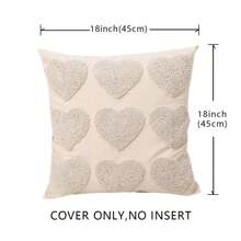 1Pc, Capa de Almofada de Coração Dia das Mães Capas de Almofadas Decorativas Bordadas Almofadas de Decoração Neutra para Casa, Capas de Almofadas Boho, Capas de Almofada de Coração para Sala de Estar 18 X 18 - Multicolorido - Ver 3