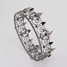 1 件装男士国王皇冠金属王子皇冠和头饰全圆形生日派对帽中世纪服装配饰 - 彩色 - 查看 9