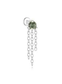 1 pieza Pendientes de plata de ley 925 con ágata de musgo natural para mujer, pendientes minimalistas de encaje plano para boda, fiesta, novia y joyería fina