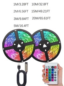 1 pieza Tira de luces LED RGB, alimentada por USB, color y brillo ajustables, múltiples modos, apta para TV, habitación, iluminación decorativa de escaleras, sala de juegos, dormitorio, decoración para fiestas en el hogar