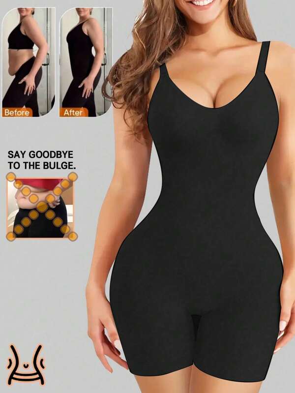 1pc Women's 4-Season Shapewear, High-Elasticity Seamless Jumpsuit For Slimming, Spring/Autumn