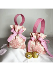 Bolsa para caramelos de boda de colores opcionales, bolsa de caramelos con cordón, caja de regalo de alta gama estilo europeo, bolsa de tela, bolsa de regalo para fiestas, adecuada para bodas, fiestas de cumpleaños, despedidas de soltero y otros empaques creativos de recuerdo - Multicolor - Ver 6