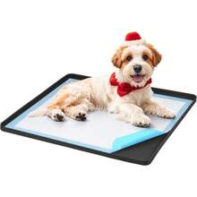 1pc Silicone Dog Puppy Pee Pad Support Stand, 24 X 24 Inch Leak-Proof High Rim, Portable & Easy To Clean, Leakproof Dog Training Mat With Square Tray For Home Floor Protection (Black)