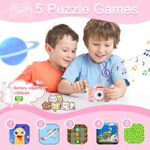 Cámara digital, grabadora de la infancia, cámara de video, juguete cámara para niñas y niños de 3 a 12 años, cámara de video digital para niños con funda de dibujos animados, cámara divertida con videojuegos, mejor regalo de cumpleaños y festividad para niños