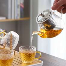 12/6/4/2pcs 120ml Dragon Scale Patterned Glass Cup, High Quality Glass Cup, Tea Cup, Hot & Cold Drink Cup, Suitable For Tea, Coffee, Home, Office, Cafe - Clear - View 8