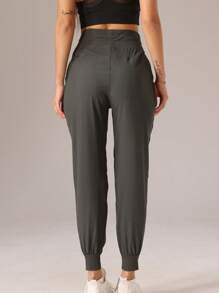 1pc Quick-Dry Wrinkle-Resistant Solid Color Joggers With Elastic Cuff