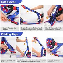 Kick Scooter For Ages 8-12, 200mm Big Wheels Scooter For Adults With Disc Brakes, Adult Scooter With Carry Strap And Double Shock Absorption, Foldable Scooters For Teenagers15 - LED - Dark Blue - View 10