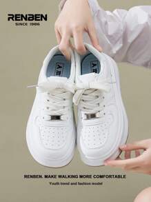 RENBEN Renben Damen Blau/Rote Segeltuch Sneaker Frühjahr 2025, dicke Sohle, leicht, stoßabsorbierend, retroer Lässig schuh