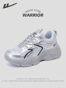 WARRIOR 2 勇士系列 2025 新款女式厚底运动鞋，低帮系带，皮革户外鞋面，轻质厚底，适合所有季节