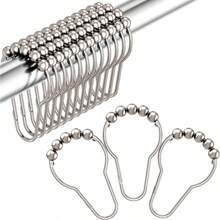 6pcs Rolling Ball Shower Curtain Hooks, Easy Install Sliding Metal Curtain Rings Hook