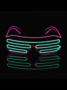 1 副无线 LED 百叶窗眼镜（带电池），荧光发光眼镜，适用于舞台表演、派对、夜总会，女士时尚眼镜，女士太阳镜，秋冬服装海滩配饰，复古 Y2k 基本款商务休闲礼品，适合夏季海滩度假、户外、旅行 - 彩色 - 查看 24