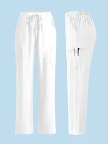 cimmuovere Plus Size Women Casual/Work Six Pockets Elastic Waist Loose Pants, Suitable For Nurses, Dentists, Healthcare, Veterinary, And Laboratory