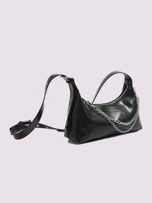 2025 New Spring/Summer Chain Decor Fashion High-End Underarm Zipper Shoulder Pleated Crossbody Bag, Versatile Commuter Bag
