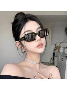 1pc Retro Square Meteor Fashion Glasses, Fashion Street Style Shades For Summer Beach Vacation,Outdoor,Travel Preppy Style For Back To School
