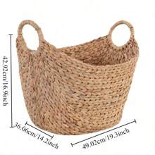 Natural Water Hyacinth Boat Decorative Storage Basket, Oversized, Hand-Woven, Unique Texture, Brings A Touch Of Freshness To Your Home!