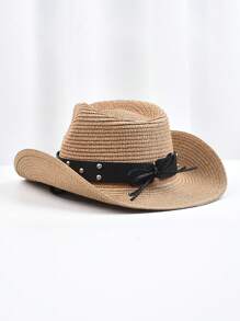 1pc strohoed voor heren mode punk stijl western cowboyhoed panama jazz zon strand hoeden