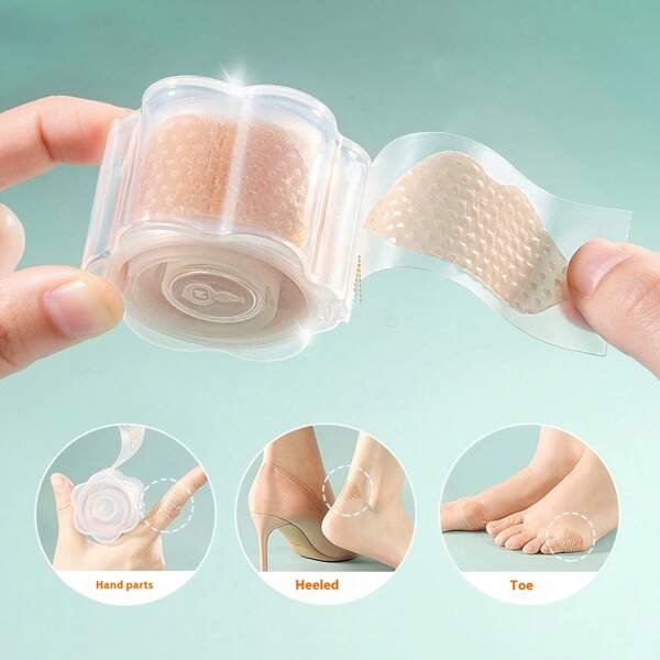 1 rollo/2 rollos de 30/60 parches multifuncionales anti-rozaduras para talones, con elegante diseño floral y estuche portátil, a prueba de agua y transpiración para deportes, trabajo, tacones altos, zapatos planos, sandalias