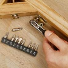 11 件/20 件迷你棘轮螺丝刀套装，1/4 英寸高扭矩直角棘轮扳手、偏置螺丝刀和钻头，适用于狭窄空间 - 黑色 - 查看 2