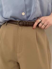 Minimalist PU Leather Buckle Belt - Suitable For Pants Outfitting - Multicolor - View 10