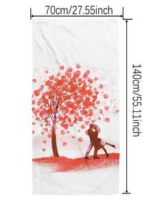1pc Heart Pattern Digital Printed Beach Towel